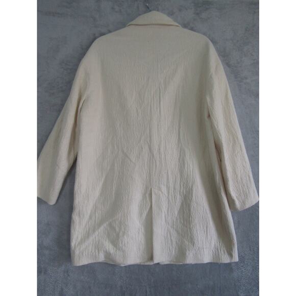 Zara Woman Cream Textured Longline Coat Medium Minimalist Lined Overcoat Jacket - Picture 2 of 15